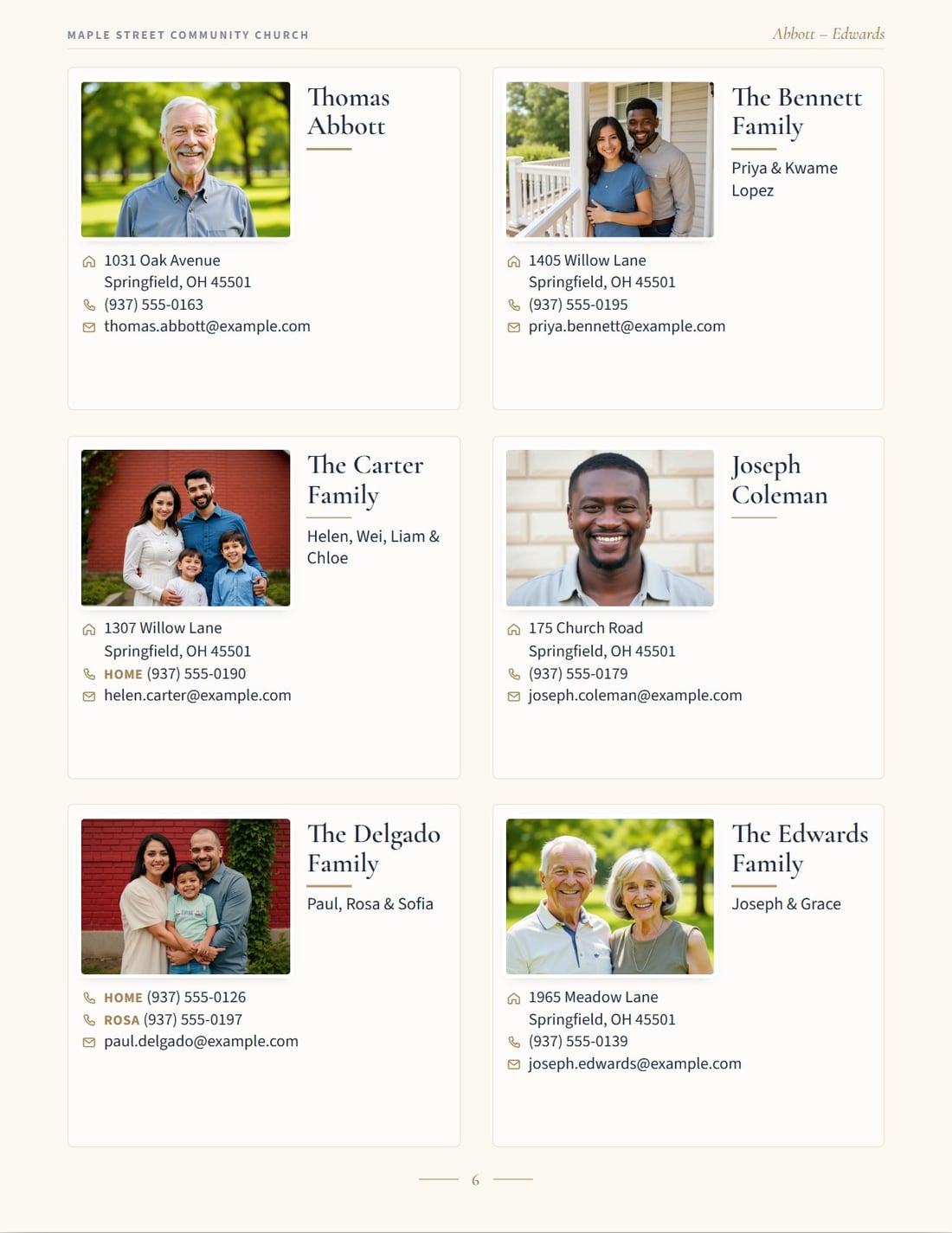 Family pages (sample)